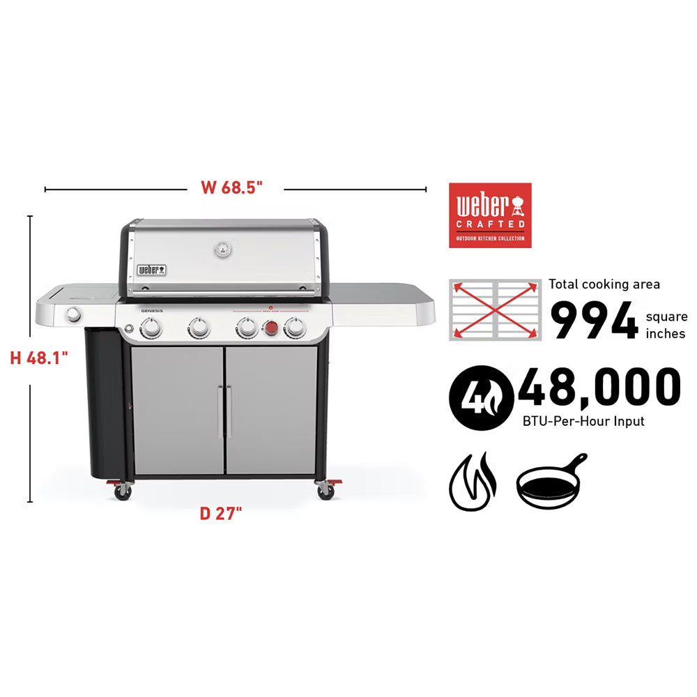 Weber Genesis 4-Burner Freestanding Gas Grill with Sear Burner and Side Burner (WEB-E-S-435)