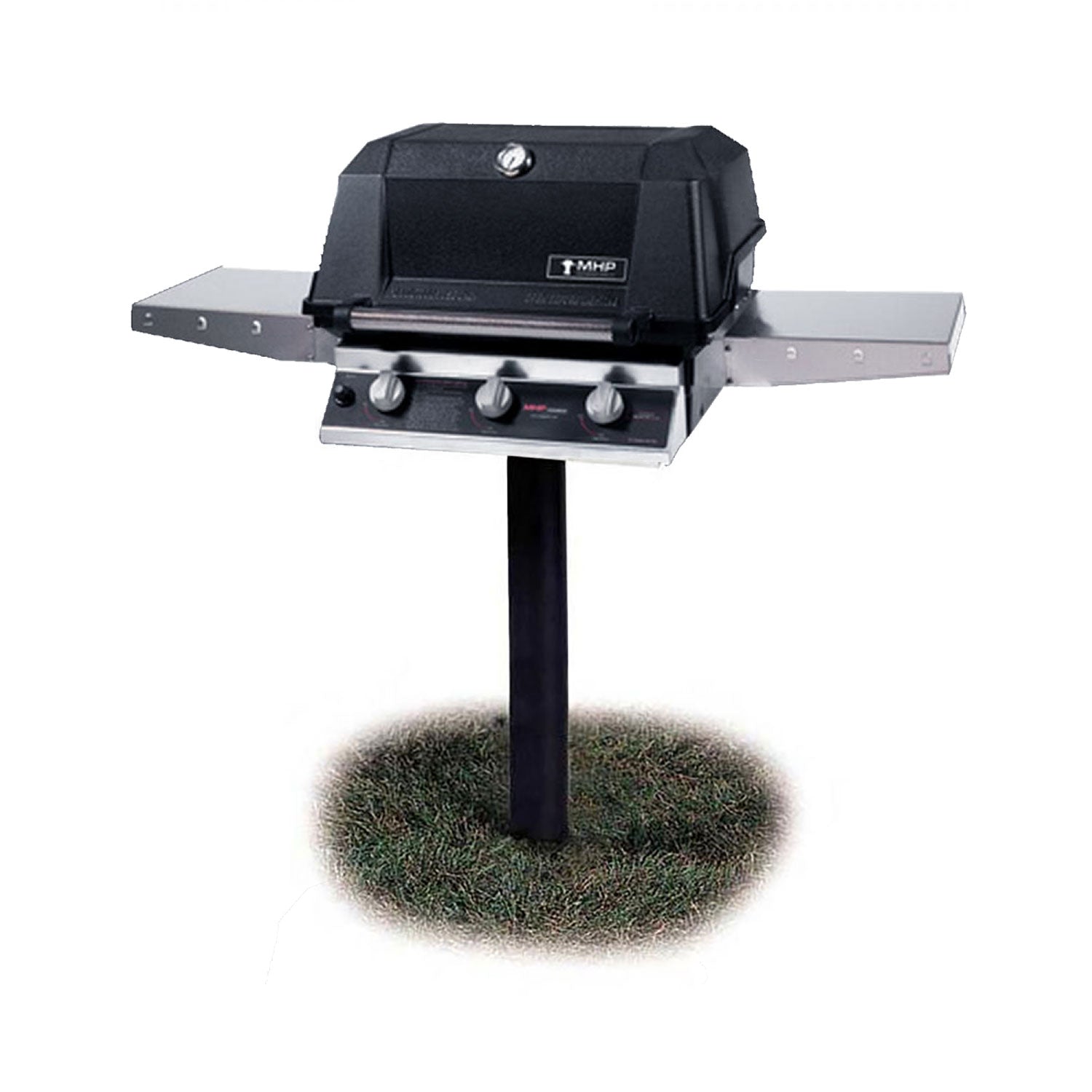 Modern Home Products W3G4DD Tri-Burn Gas Grill with SearMagic Grids On Patio Base, 27-Inch