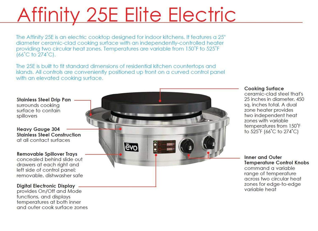 Evo Affinity 25E Series Indoor Built-in Electric Grill
