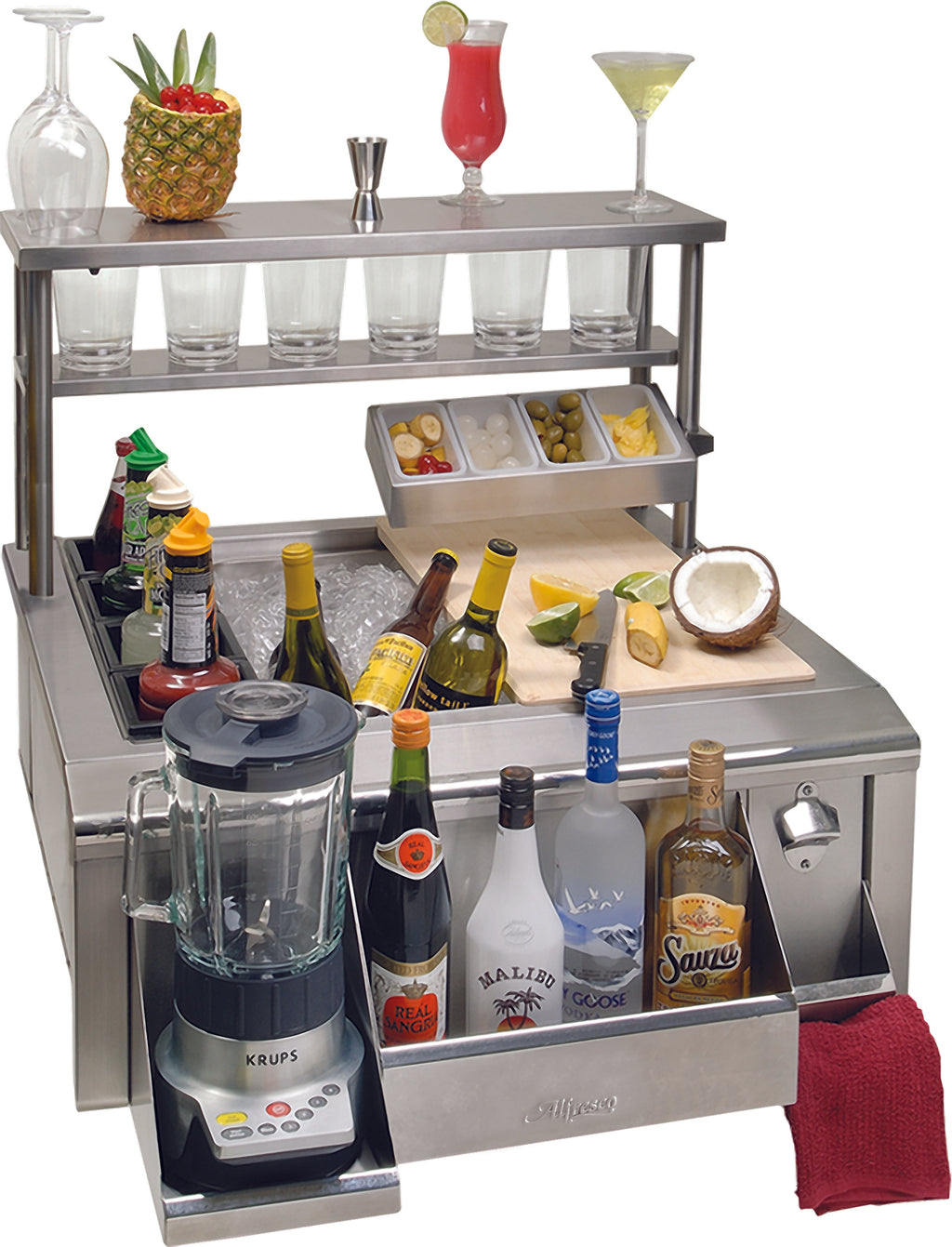 Alfresco Bottle Opener, Cap Catcher, and Towel Rack