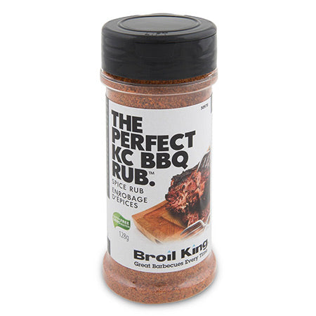 BBQ spice rub jar with black and brown spice blend, white label, screw-top lid