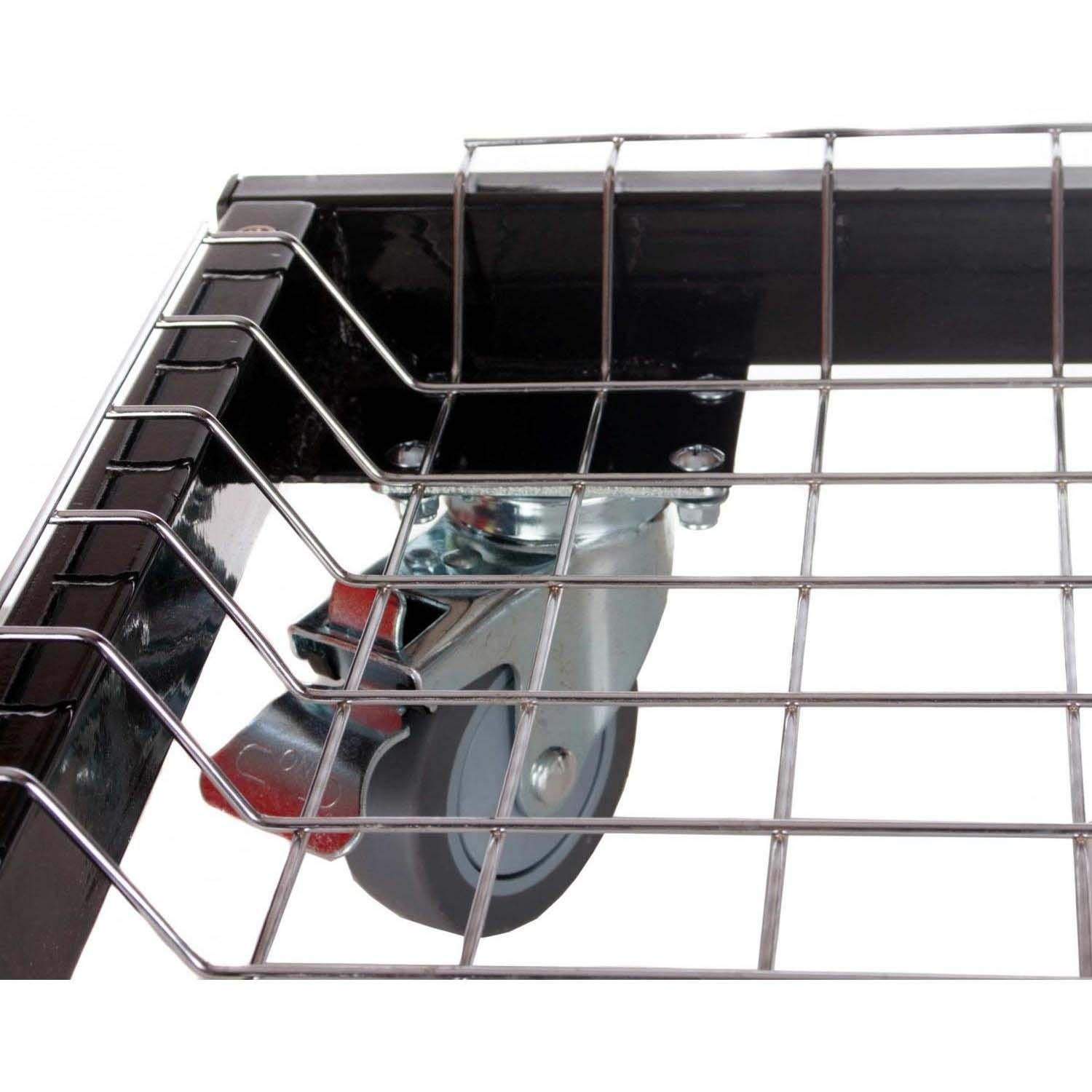Wheeled cart support with metal wheel and lower cooking grate