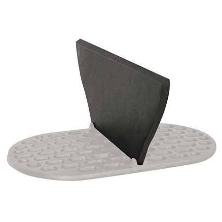 Cast iron divider for oval grill, dark gray upright panel on textured base