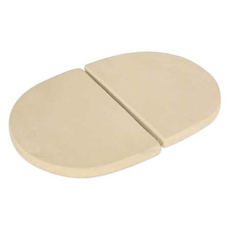 Ceramic heat deflector plates set of 2, light beige oval pieces