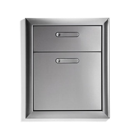 Double drawer cabinet with two metal drawers and horizontal pull handles