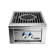 Stainless steel built-in gas power burner with round grate and blue control knobs