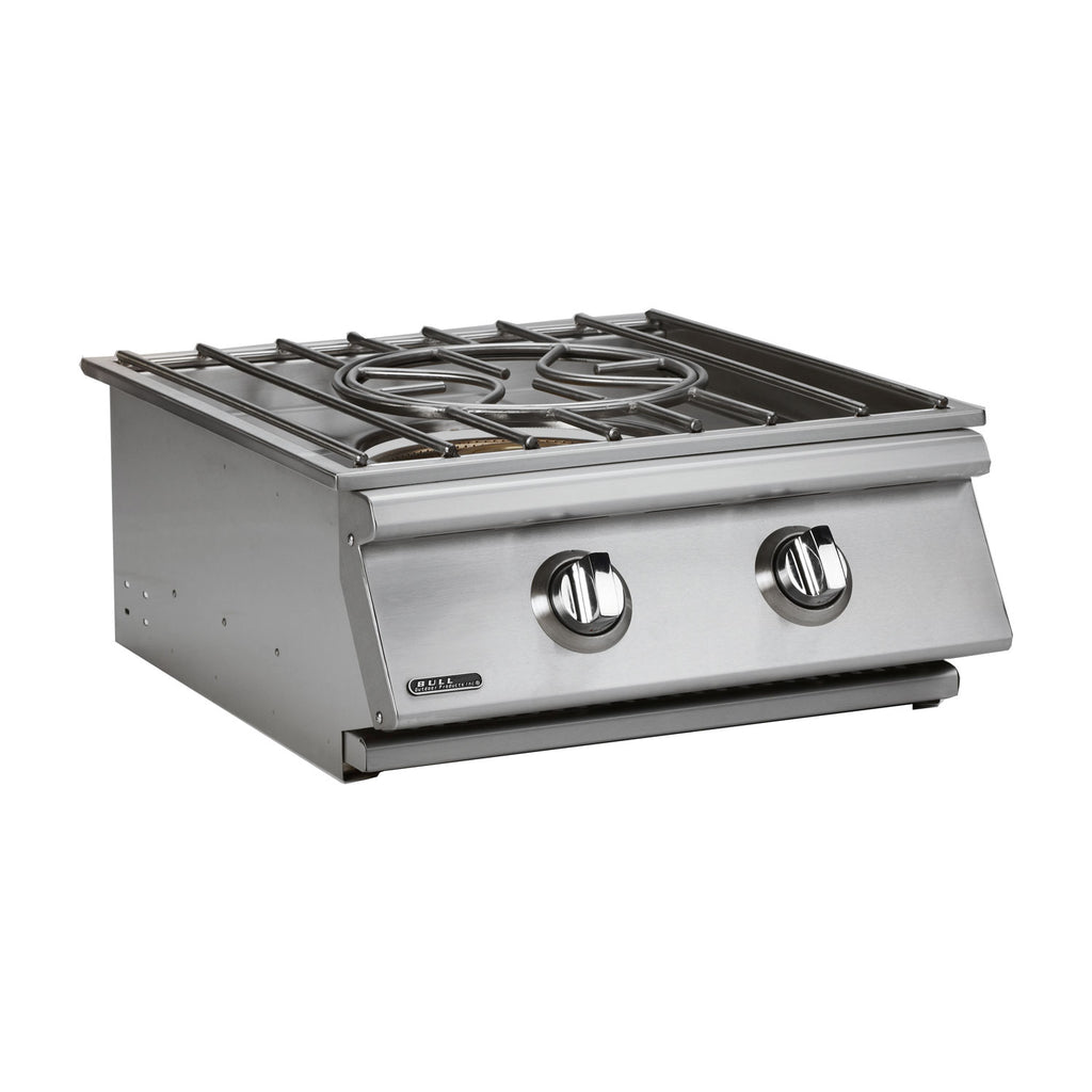 Built-in stainless steel power burner with grate and two control knobs
