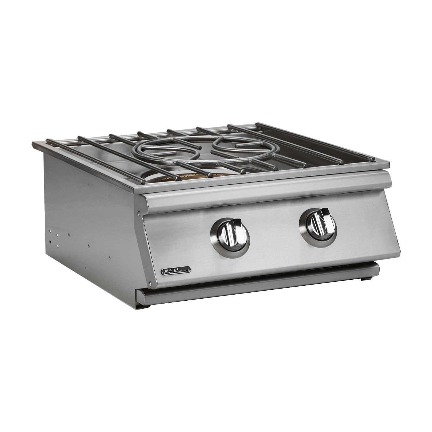 Built-in stainless steel power burner with grate and two control knobs
