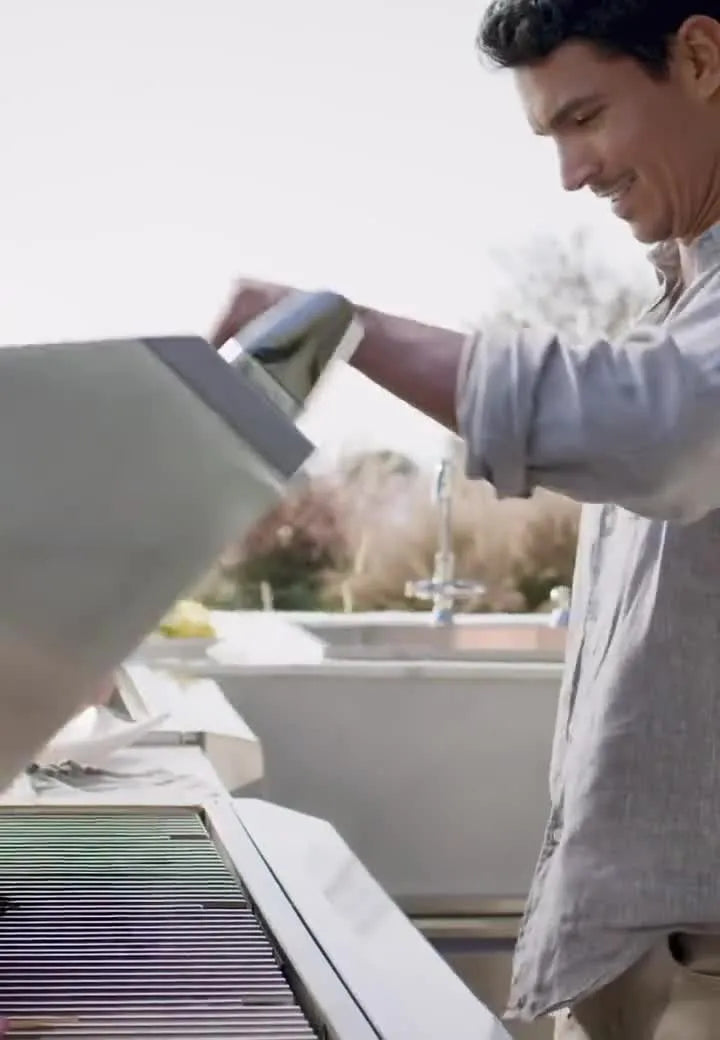Lifestyle video of people enjoying luxury grill outdoor kitchen