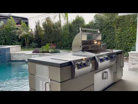 Fire Magic Reclaimed Wood Complete Outdoor Kitchen Island with Grill, Side Burner and Component Cut-Outs
