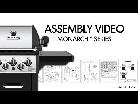 Broil King MON-390 Monarch 390 3-Burner Grill on 2-Wheel Cart with Side Burner, 22-Inches