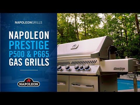 Napoleon P500RSIB-3 Prestige 500 Gas Grill On Cart with Rotisserie and Side Burner, 28-Inches