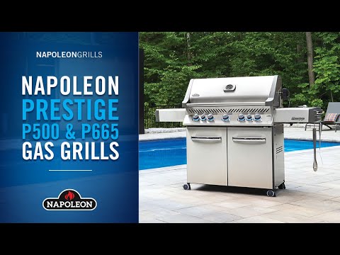 Napoleon P500RSIB-3 Prestige 500 Gas Grill On Cart with Rotisserie and Side Burner, 28-Inches