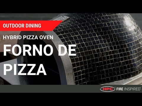 HPC Fire FDP-FORNO-EI Forno Dual Fuel Wood & Gas Countertop Glass Tile Pizza Oven on Cart