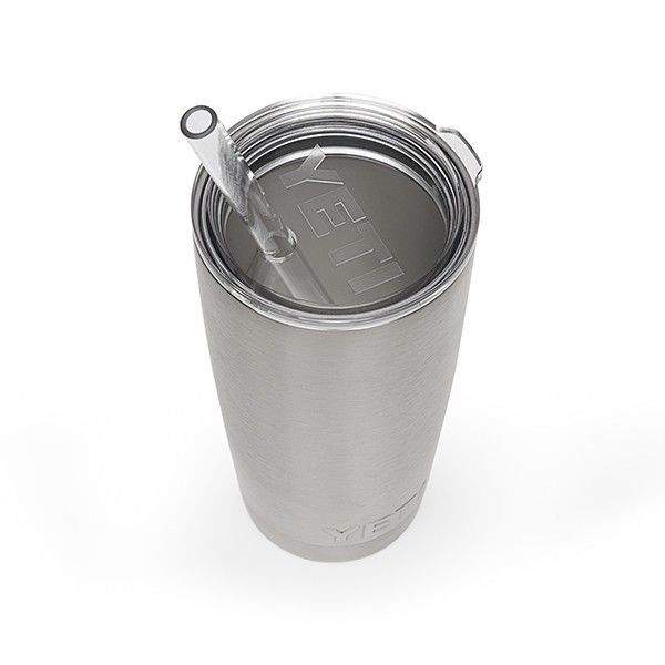 YETI Rambler tumbler straw lid on stainless cup with drinking opening