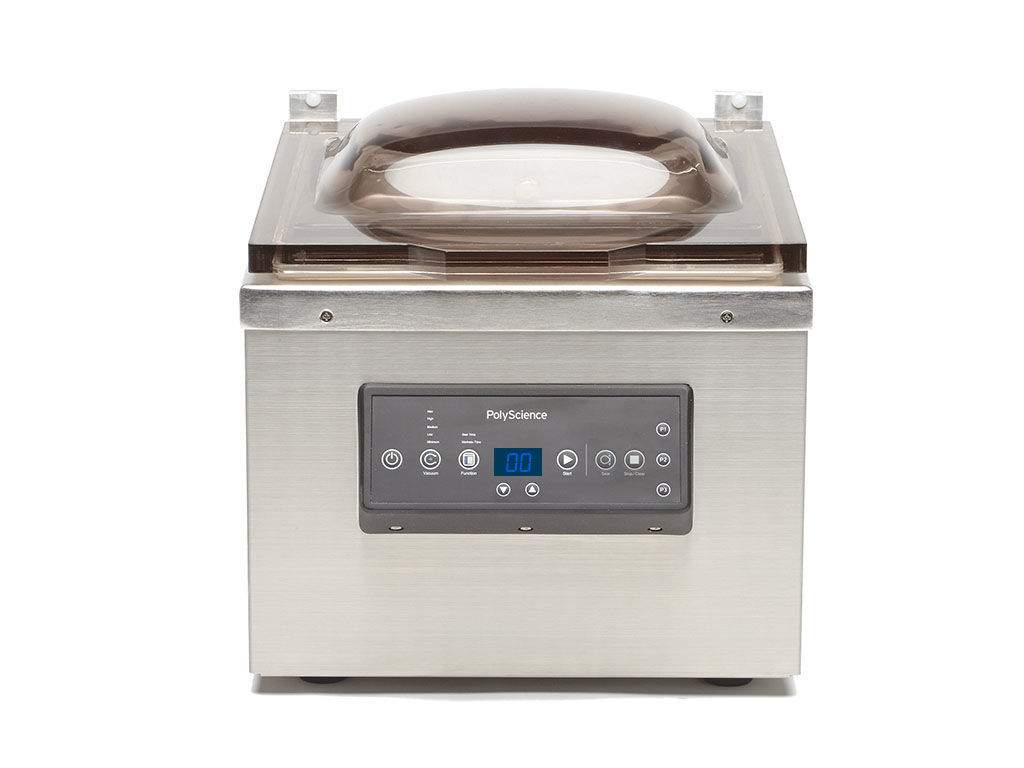Chamber vacuum sealer with stainless steel body and control panel